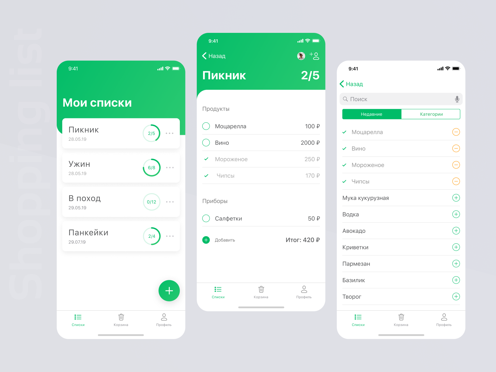 Example of Shopping list