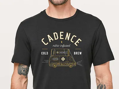 Cadence Tap Van Tour Tee branding design flat illustration typography vector vintage