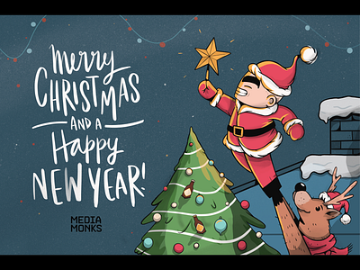 XMAS Card art buenosaires cartoon character characterdesign design handmade font illustration lettering mediamonks typeart typography xmas xmas card