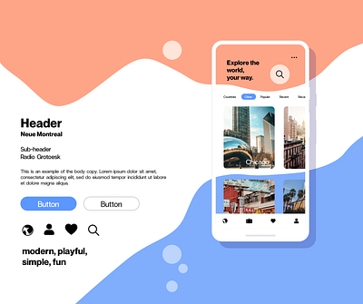 Trip Planning App - Style Tile app branding design typography ui ux vector