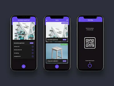 Qubment - Augmented Reality App android app application art direction augmentedreality black colorfull concept dark ios minimal ui ui design uidesign uiux ux ux design uxdesign