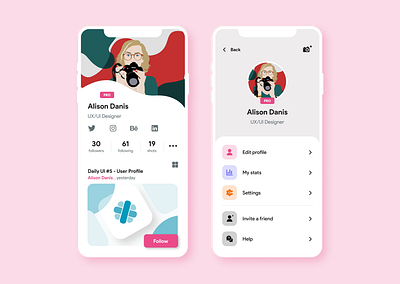 Daily UI #6 - User Profile app dailyui dailyui 006 dailyuichallenge design dribbble mobile app mobile app design mobile design profile page ui ui design ui mobile uidesign user profile