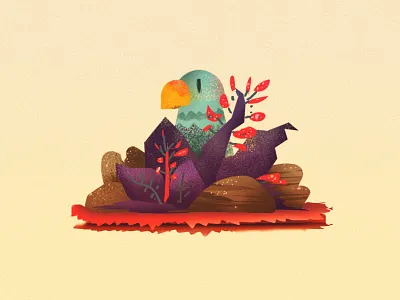 Makin' A Nest bird bird illustration desert design graphic design home illustration illustrator photoshop red teal texture vector warm