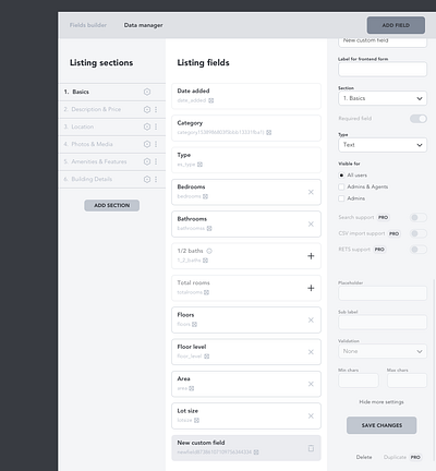 Fields builder wireframe admin design tools ui ux web webapp wireframe wireframing