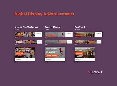 Genesys Display Advertisements advertisement advertising cloud based customer experience digital ad digital advertising display display ad english french german software company