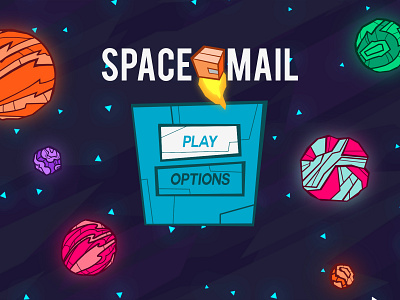 Space Mail - Start Screen app design flat flat design flat icon game icon illustration minimal minimalismus minimalistic art scribble sketch traditional traditional illustration ui ux ux vector art vector vector design