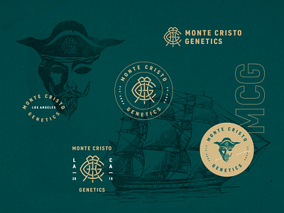 Monte Cristo Genetics Brand Identity brand identity branding cannabis logo identity illustration lettering logodesign mascot character mascot design mascotlogo mc logo minimal monogram pirate design textures typography vintage vintage badge vintage logo weed company