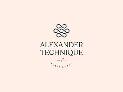 Alexander Technique by Nadia Banna brand identity branding clean custom lettering logo logo design logomark logotype massage medical logo minimal negative space physiotherapy pink procreate tan typography ui ux vector