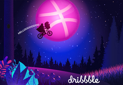 Hello Dribbble illustration pink purple ui ux webdesign