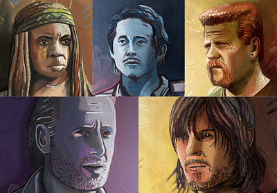 Walking Dead Portraits art artist design drawing gouache illustration illustrator painting photoshop photoshop art portrait portrait art portrait illustration portrait painting portraits poster design the walking dead tv series walking dead watercolour