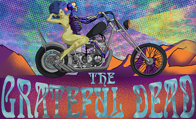 Grateful Dead Poster acid dead death desert flower grateful hippie life love motorcycle psychadelic skeleton the trippy woman