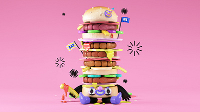 Burger 3d art book burger cgi character children children book cook design digital eat food friendly illustration kids logo meal meat