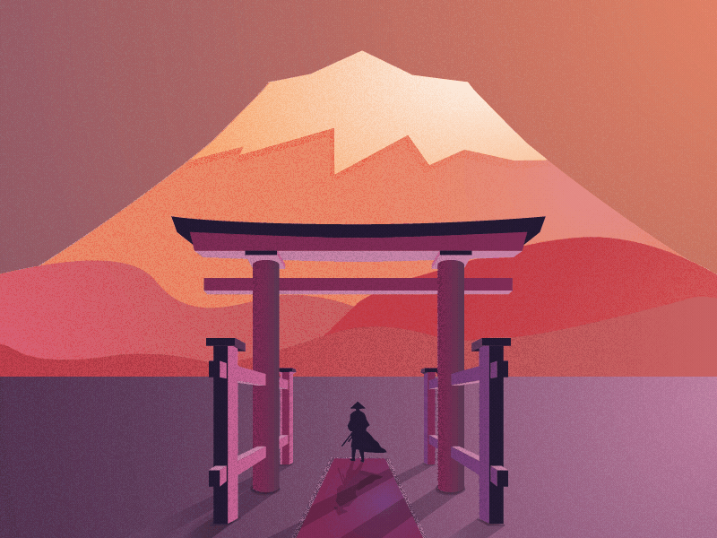 Lone Samurai animation cinemagraph flat design illustration japan samurai simple