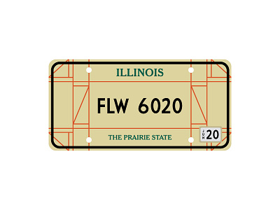 IL License Plate 2d car design flat flat illustration flw frank lloyd wright graphic design illinois illus illustration license minimal plate registration state travel vector vehicle warmup