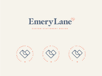 Emery Lane envelope heart invitation invite logo logodesign logotype savethedate stationary typography wedding