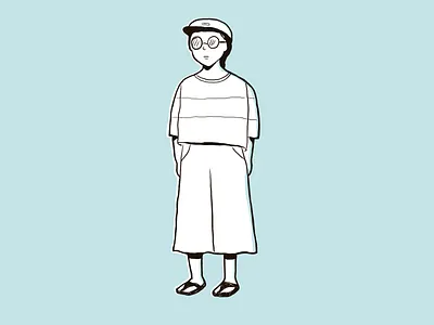 Yuli's self-portrait character design hand drawn illustration minimal portrait procreate