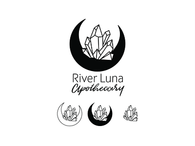 River Luna Apothecary apothecary brand brand identity branding gems gemstone graphic design icon illustration illustrator logo luna magic moon potion spell spells type typography vector