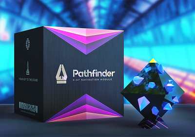 Pathfinder X-C7 Navigation Module 3d 3d art crystal dimension futuristic gem package packaging product box pyramid render space spaceship