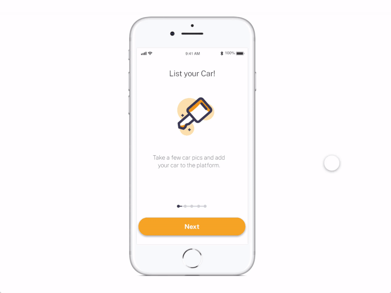 Onboarding snippet for car sharing app app onboarding car rental app flat ui start ups ui ux ux ui