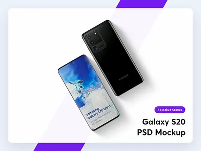 Samsung Galaxy S20 Mockup 3d android app mockup clean device galaxy header hero mobile mockup phone plus presentation psd s20 samsung samsung galaxy s20 mockup ultra web