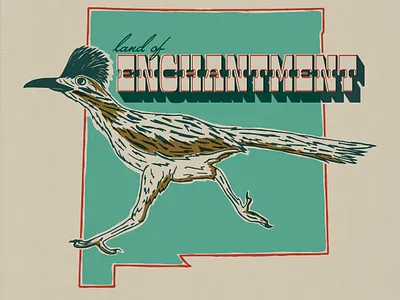 Land of Enchantment denver drawing illustration illustration art lettering new mexico roadrunner southwest turquoise
