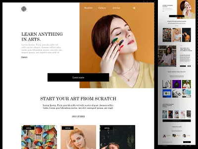Art in Online ( Landing Page ) art article dribbble best shot landing page landing page design landingpage minimal tutorial ui design uiux web web design web ui webdesign