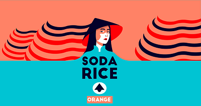 Soda Rice - Sticker and branding for soda branding design flat hat icon illustration logo oranges oriental rice ricefields sticker typography woman