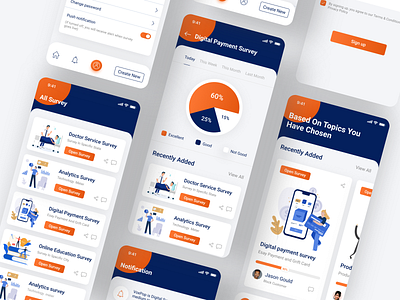 Survey App app app design clean design home screen illustraion ios survey app ui ux