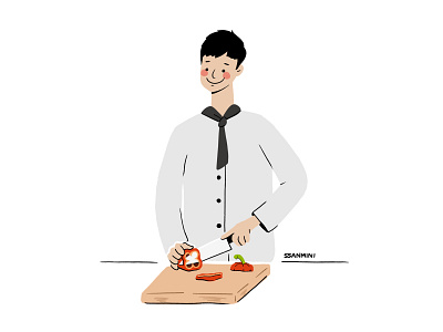 Chef boy character chef cook design drawing food fruit illust illustration man