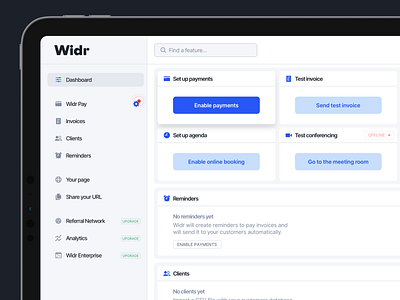 Widr Dashboard app branding button clean dashboard interaction interface logo payment ui ux