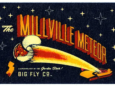 The Milllville Meteor Tee angels baseball apparel baseball illustration illustrations meteor mike trout mockup new jersey retro rocket texture typography vintage