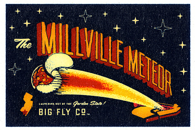 The Milllville Meteor Tee angels baseball apparel baseball illustration illustrations meteor mike trout mockup new jersey retro rocket texture typography vintage