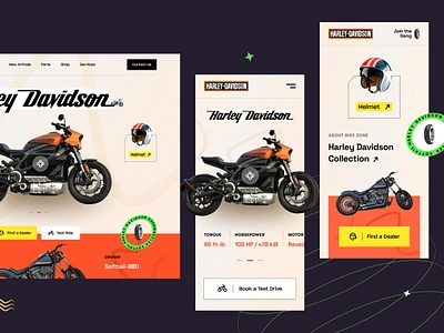 Harley Davidson Website bike bike accessories biker cruiser ecommerce electric vehicle harley davidson helmet homepage landing page mockup moto motorbike racing ride sports tesla web design website website design