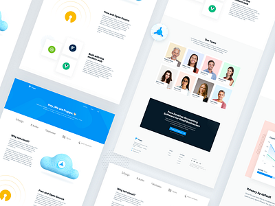 About us Page 3d about us accounting blue card cloud design grey icon illustration minimal opensource profile teams typography ui ux webpage yellow