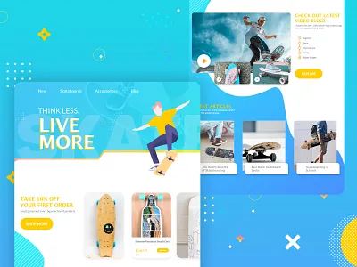 Skateboard Web Design Interface branding flat design illustration skate skateboarding ui user interface ux