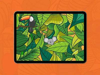 Nutrio Bar digital illustration greens illustration ipad ipadpro jungle koala leafs nature procreate toucan