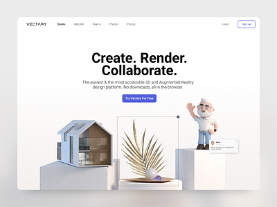 Vectary homepage 3d design design tool homepage homepage design illustration render ui uidesign vectary webdesign webdesigner