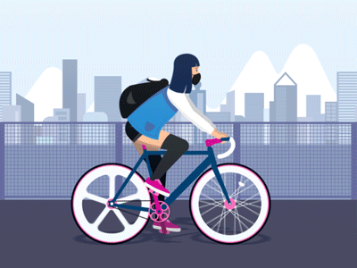 Biking in Japan animation bicycle bike biking flatdesign illustration japan vector