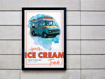 Jeni's Ice Cream Truck at Jungle Jim's food truck graphic design grocery ice cream ice cream shop illustration illustration art jenis jungle jims poster poster art watercolor watercolour