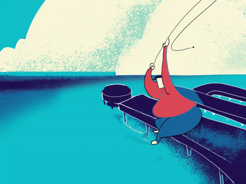 Fishing ! animated gif animation branding design flat illustration illustration design illustration poster print poster print