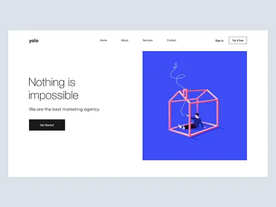 Web App - Yolo animation clean design illustration landing minimal ui ux web website