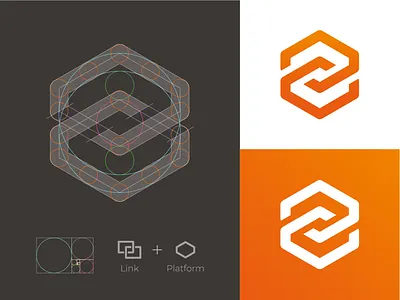 Link + Platform Logomark branding hexagon hexagon logo identity link icon link logo logo logo grid logodesign mark platform icon platform logo software logo tech logo