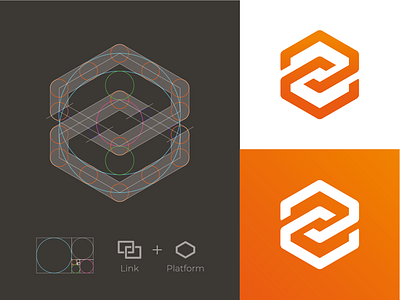 Link + Platform Logomark branding hexagon hexagon logo identity link icon link logo logo logo grid logodesign mark platform icon platform logo software logo tech logo