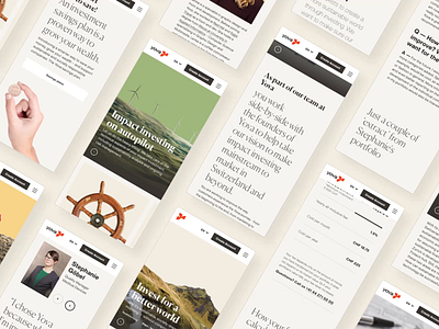 Yova Web UI Design for Mobile design financial investment mobile mobile ui mountain navigation people photography serif strategy sustainable swiss team ui ui ux windmill yova