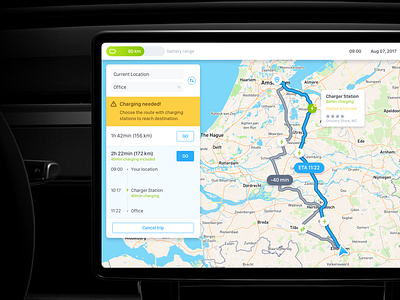 Overcoming Range Anxiety for Electric Vehicle Drivers anxiety automotive automotive design battery car case study charge dashboard infotainment ivi map navigation panel planning prototype range route search ux vehicle