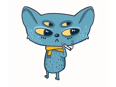 smoking cat cat character character design cigarette cute illustration kawaii kitten smoke smoking