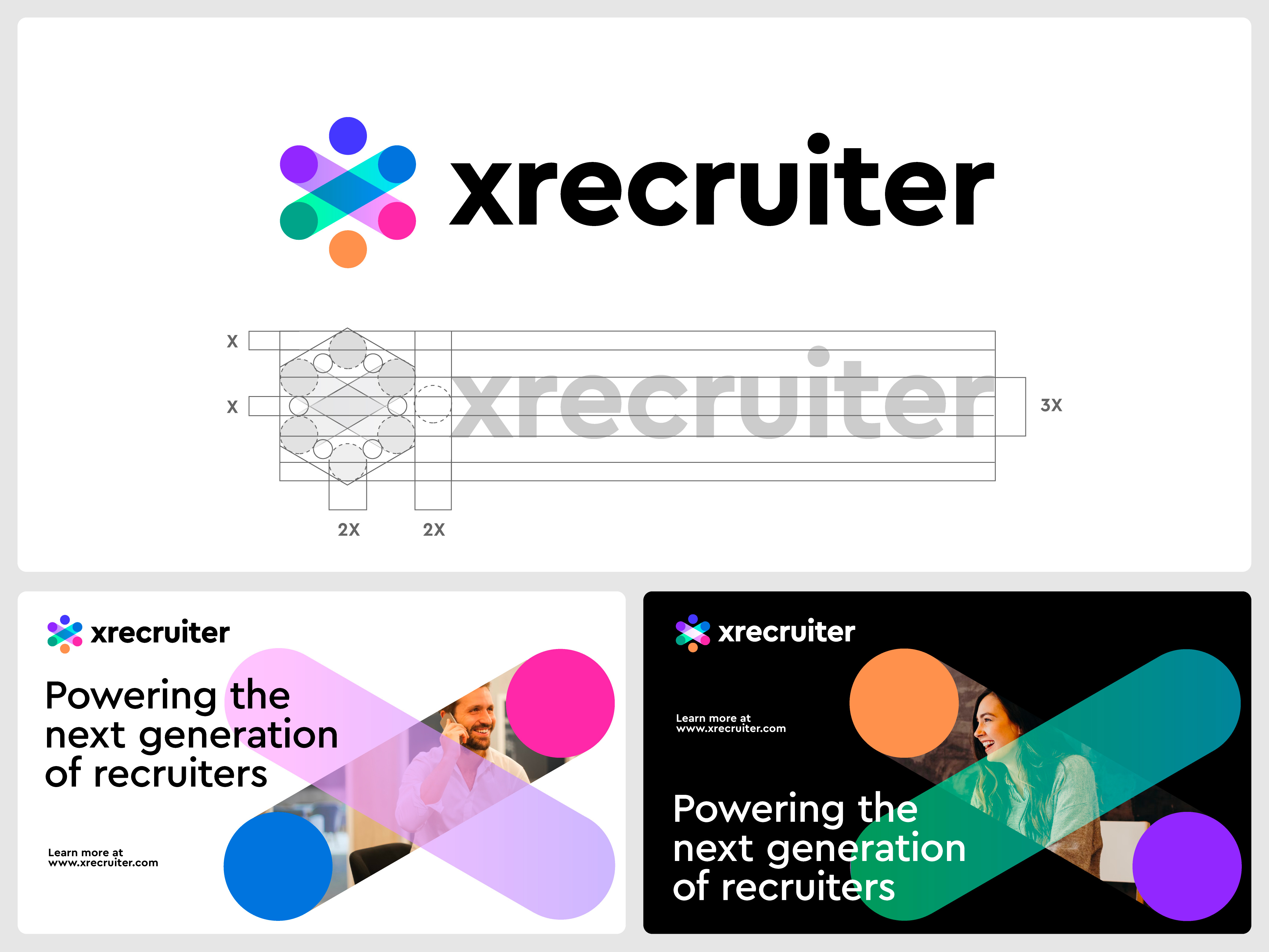 xrecruiter logo design agency branding connection hr human icon logo monogram recruiter resource x
