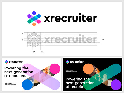 xrecruiter logo design agency branding connection hr human icon logo monogram recruiter resource x