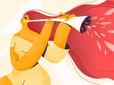 Flute 2d character characters girl illustration music natural organic people procreate shape texture woman