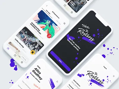 The Restless app app design branding design typography ui design ux design